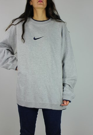 VINTAGE NIKE SWEATSHIRT JUMPER W TICK LOGO FRONT