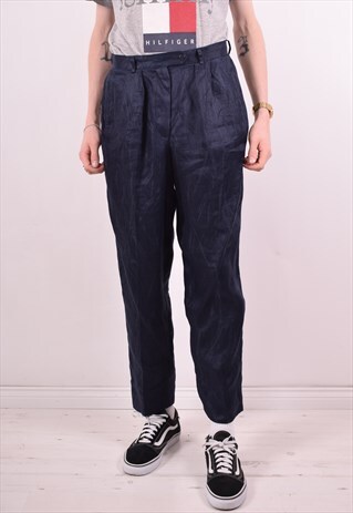 GIORGIO ARMANI MENS VINTAGE TROUSERS W30 L29 NAVY BLUE 90S