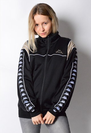VINTAGE 90S BLACK KAPPA TRACK JACKET