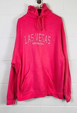 Vintage Y2K USA Hoodie Pink with Embroidered Las Vegas