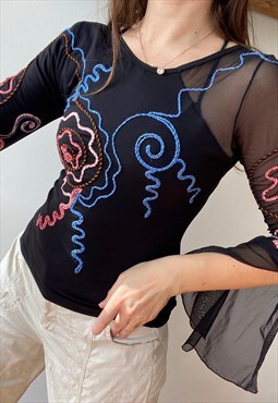 Vintage Y2K 00s SAVE THE QUEEN kitsch blouse top