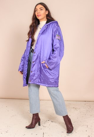 VINTAGE 90S PUMA LONG PADDED JACKET IN PURPLE