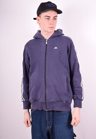 ADIDAS MENS VINTAGE HOODIE JACKET MEDIUM BLUE 90'S