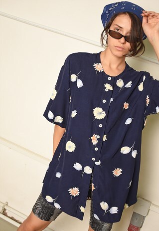 VINTAGE 90S OVERSIZED MOMS BLOUSE TOP WITH FLORAL PRINT