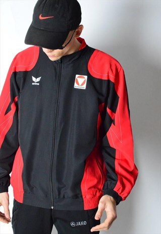 VINTAGE 90S ERIMA BLACK RED AUSTRIA TRACK JACKET