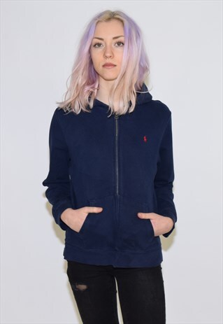 VINTAGE 90S BLUE RALPH LAUREN ZIP UP HOODIE