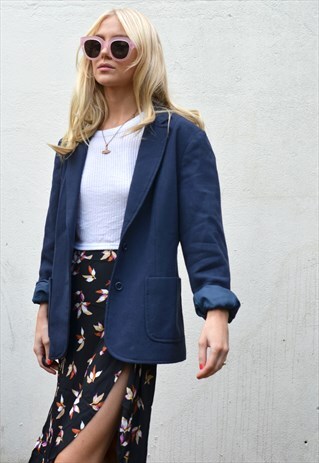 VINTAGE 90S BOYFRIEND NAVY BLAZER / JACKET