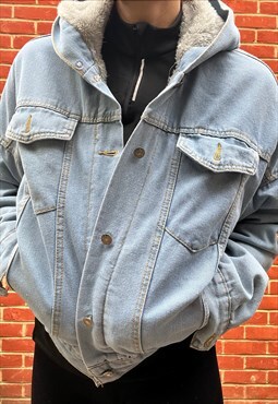 Unisex Hooded Vintage Denim Jacket