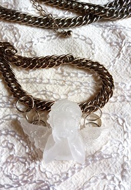 Hand Made Clear Resin Cherub Necklace
