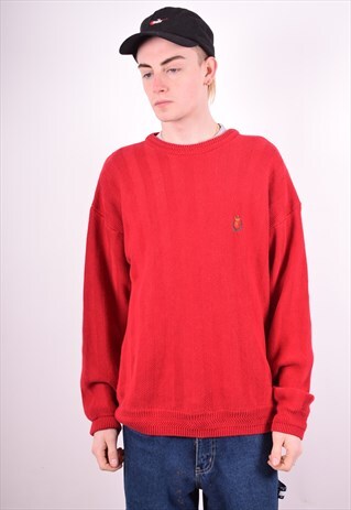 CHAPS RALPH LAUREN MENS VINTAGE JUMPER SWEATER LARGE RED 90'