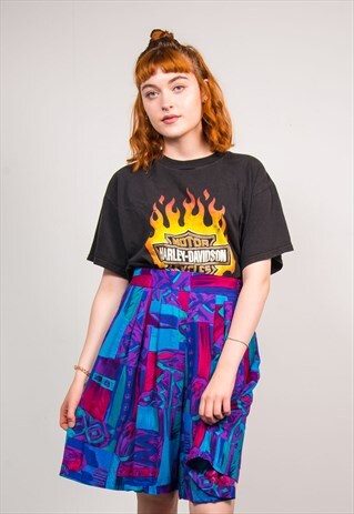 VINTAGE 90'S MULTICOLOUR CRAZY FESTIVAL SHORTS CULOTTES