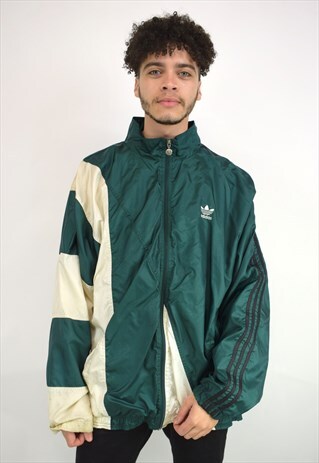 VINTAGE 90'S ADIDAS GREEN AND WHITE JACKET