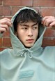 HOODIE IN DUSTY GREEN WITH FUTURISTIC LOGO EMBROIDERY