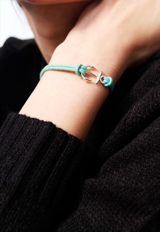 SKY BLUE ANCHOR CORD BRACELET