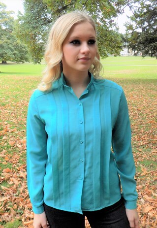 RETRO TURQOISE BLOUSE