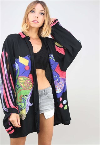 VINTAGE OVERSIZED LONG SLEEVE PATTERNED SHIRT