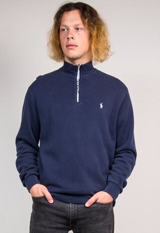 90'S RALPH LAUREN POLO GOLF NAVY QUARTER ZIP SWEATSHIRT