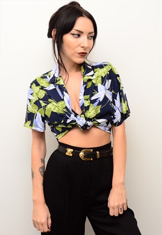 VINTAGE 90'S RETRO FUNKY FLORAL PATTERNED OVERSIZED SHIRT