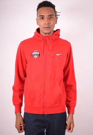 NIKE MENS VINTAGE FORCE HOODIE JACKET MEDIUM RED 90S