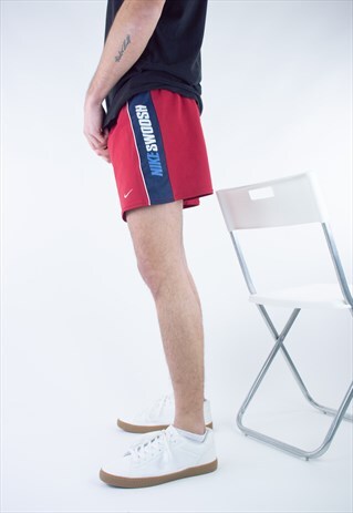 VINTAGE NIKE SWOOSH SPELLOUT PRINT SPORT SHORTS