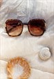 TORTOISE SHELL ROUNDED SQUARE SCREW DETAIL ARM SUNGLASSES