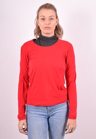 LEVI'S WOMENS VINTAGE TOP LONG SLEEVE MEDIUM RED 90S