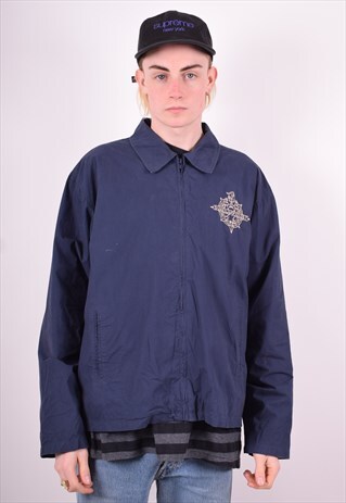 DISNEYLAND MENS VINTAGE HARRINGTON JACKET MEDIUM NAVY BLUE 9