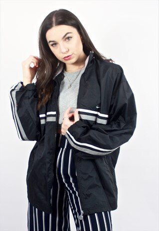 90'S RETRO BLACK & BEIGE THIN TRACK JACKET