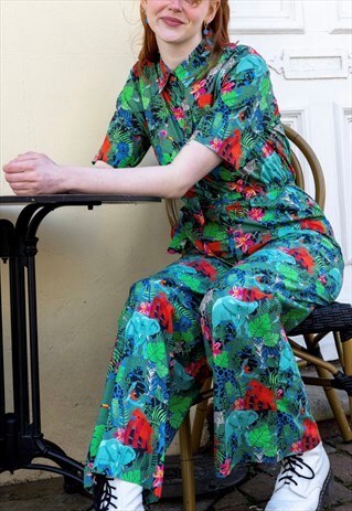 RUN AND FLY JUNGLE PRINT JUMPSUIT