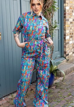 Run and fly Party lamas print  jumpsuit