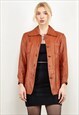 Vintage 70's Women Leather Blazer Jacket in Brown