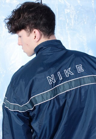 VINTAGE NIKE NAVY AND GREEN LIGHTWEIGHT JACKET