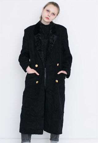 VINTAGE BLACK RETRO LONG COAT