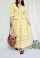 90S VINTAGE PASTEL YELLOW COUNTRY MILKMAID SKIRT BLOUSE SET