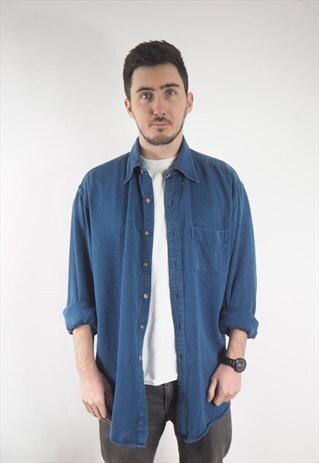 VINTAGE BLUE COTTON BROOKS BROTHERS SHIRT