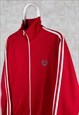 VINTAGE FRED PERRY TRACK TOP BOMBER JACKET RED SMALL