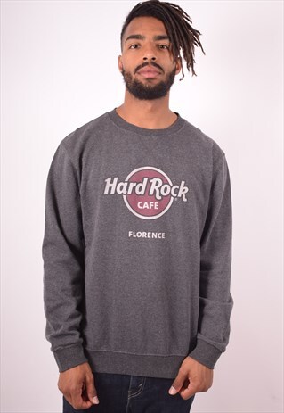 HARD ROCK CAFE MENS VINTAGE SWEATSHIRT JUMPER LARGE GREY 90S