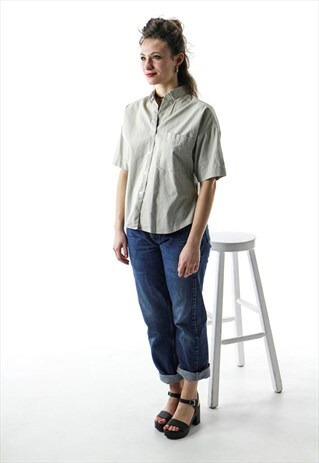 BEIGE SHORT SLEEVE BLOUSE / BASIC BOXY SHIRT