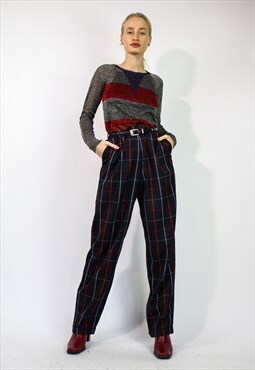 Vintage 90's Burberry Check Pattern Wool Suit Trousers 
