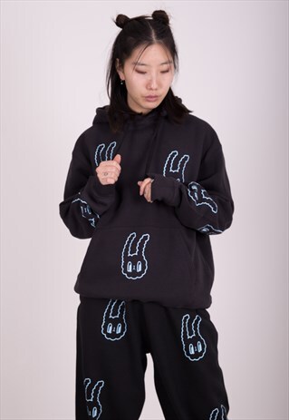 BLACK & BLUE BUNNY BOY ALL-OVER PRINT HOODIE