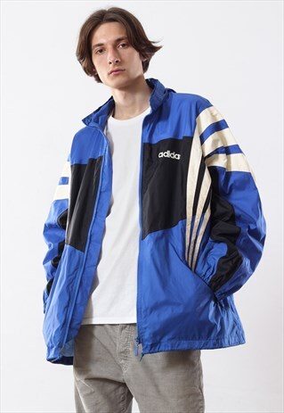 VINTAGE ADIDAS SHELL COAT 90S BLUE
