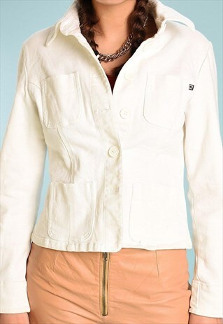 Y2K FESTIVAL PURE WHITE TEEN DENIM JACKET TOP