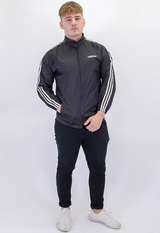 VINTAGE ADIDAS WINDBREAKER JACKET IN BLACK
