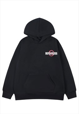 Fearless slogan hoodie grunge pullover empowering top black