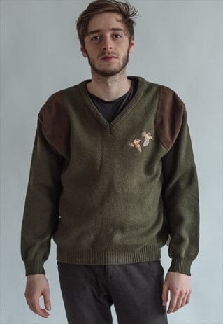 VINTAGE 90S V-NECK HUNTERS JUMPER