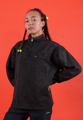DARK GREY THE NORTH FACE 1/4 ZIPPED RIBBED SWEATSHIRT