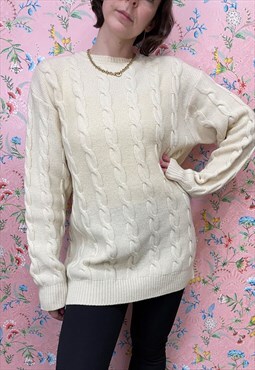 Vintage 90s Pullover sweater jumper woolen merino wool cream