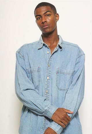 VINTAGE LEVIS HEAVY DENIM SHIRT BLUE