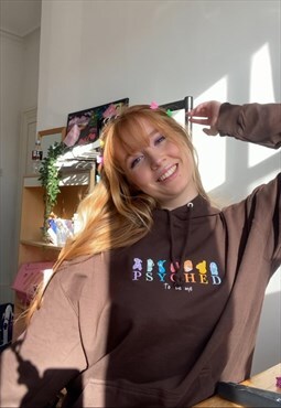 Psyched To Be Me - brown multicolour logo hoodie