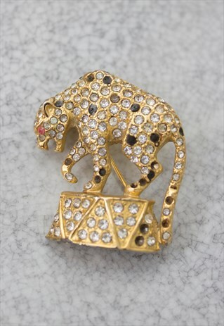 VINTAGE CHEETAH GOLD BROOCH